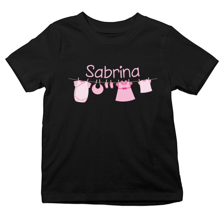 T-shirt bambino personalizzata con nome vestitini appesi Divertenti