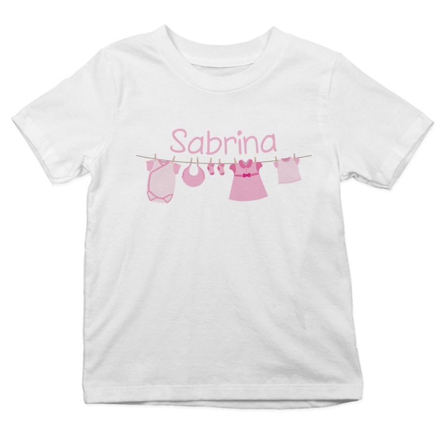 T-shirt bambino personalizzata con nome vestitini appesi Divertenti
