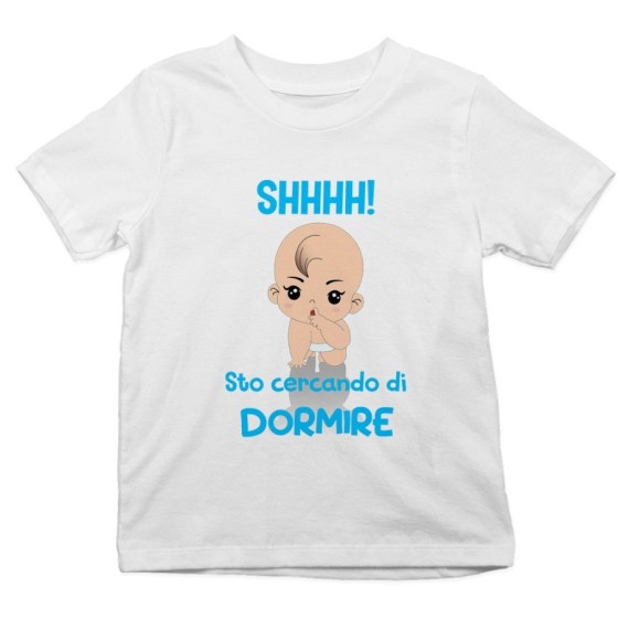 T-shirt bambino shhhh sto cercando di dormire Divertenti