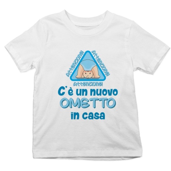 T-shirt bambino attenzione c'è un nuovo ometto in casa Divertenti