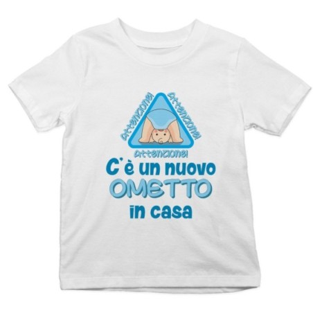 T-shirt bambino attenzione c'è un nuovo ometto in casa