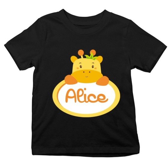 T-shirt bambina personalizzata con nome giraffa Divertenti