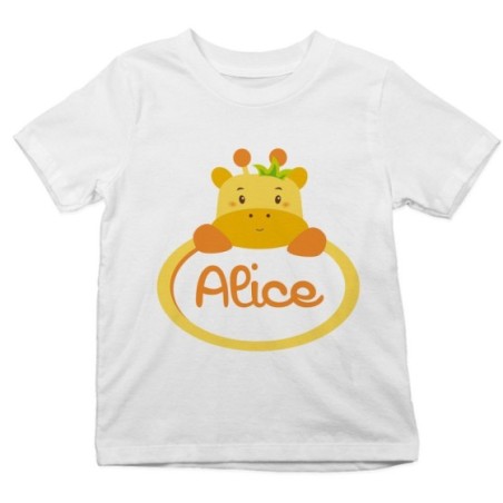 T-shirt bambina personalizzata con nome giraffa Divertenti