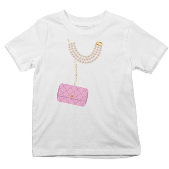 T-shirt bambina collana e borsetta Divertenti