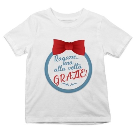 T-shirt bambino ragazze una alla volta grazie