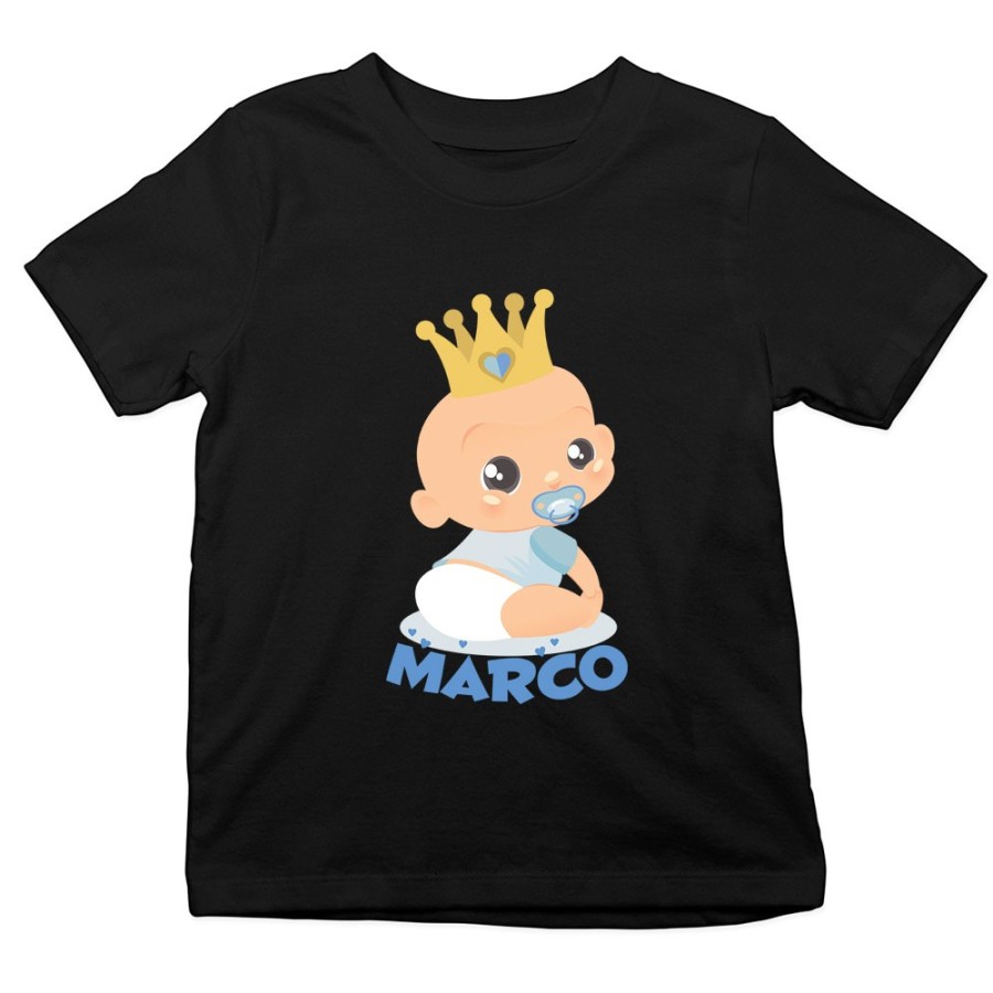 T-shirt bambino personalizzata con nome bambino bambina con corona Divertenti