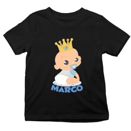 T-shirt bambino personalizzata con nome bambino bambina con corona Divertenti