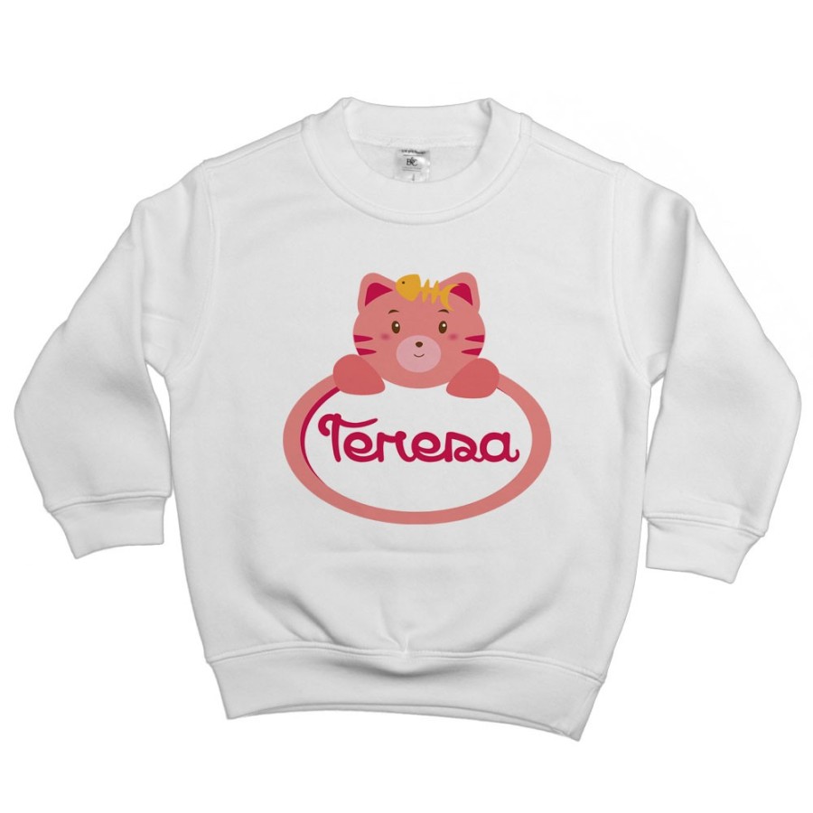 Felpa bambina personalizzata con nome gattino Divertenti