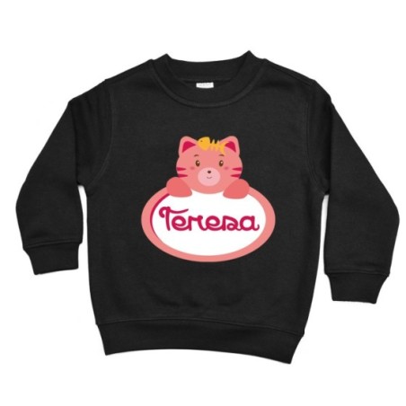 Felpa bambina personalizzata con nome gattino Divertenti