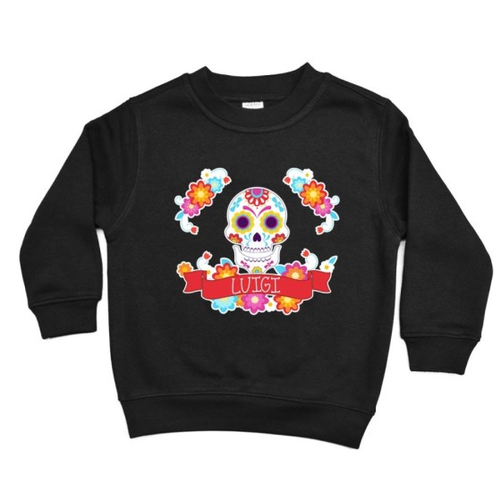 Felpa bambino personalizzata con nome flower skull Divertenti