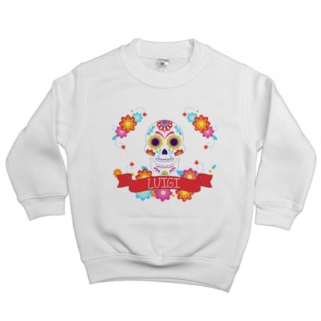 Felpa bambino personalizzata con nome flower skull Divertenti