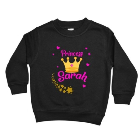 Felpa bambino personalizzata con nome prince princess con...