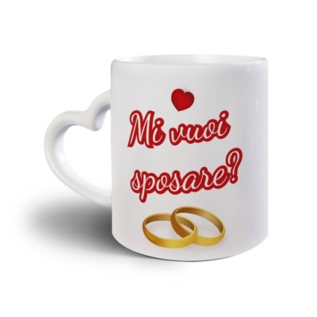Tazza personalizzata con foto mi vuoi sposare con cuori Sposi