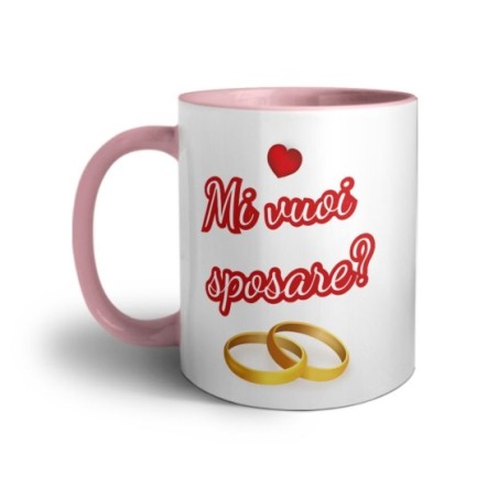 Tazza personalizzata con foto mi vuoi sposare con cuori Sposi