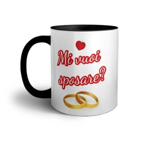 Tazza personalizzata con foto mi vuoi sposare con cuori Sposi
