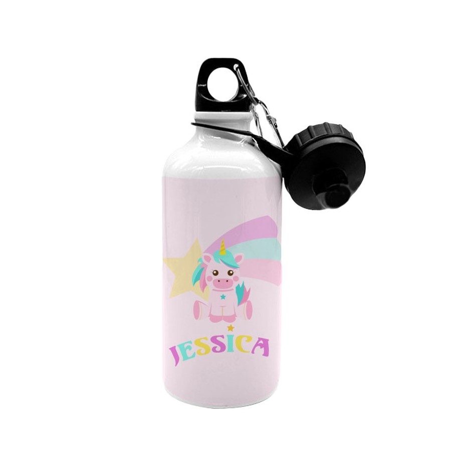 Borraccia personalizzata con nome baby unicorno con arcobaleno Unicorni