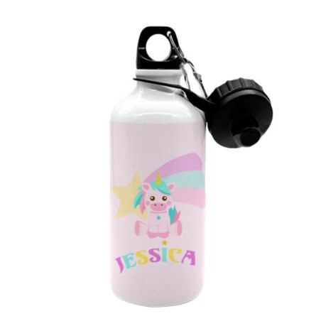Borraccia personalizzata con nome baby unicorno con...