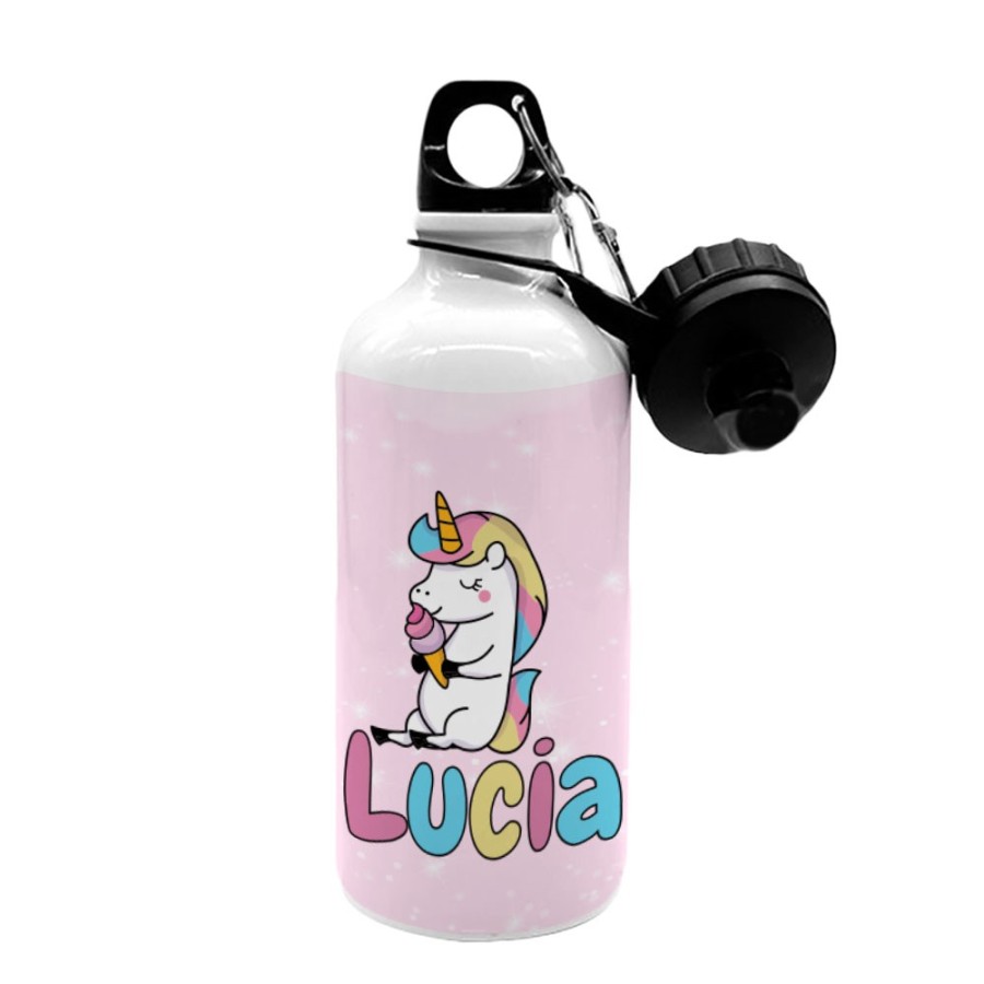 Borraccia personalizzata con nome unicorno con gelato Unicorni