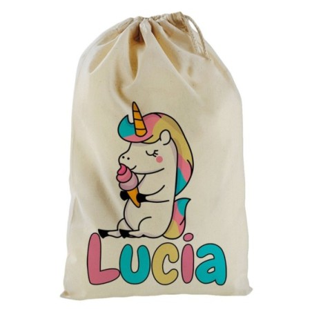 Sacchetto nascita bimbo personalizzato con nome unicorno...