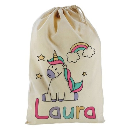 Sacchetto nascita bimbo personalizzato con nome unicorno...