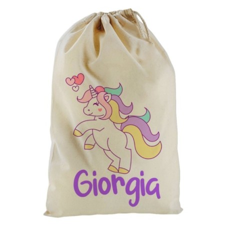 Sacchetto nascita bimbo personalizzato con nome unicorno...