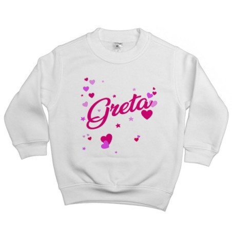 Felpa bambino personalizzata con nome e tanti cuoricini