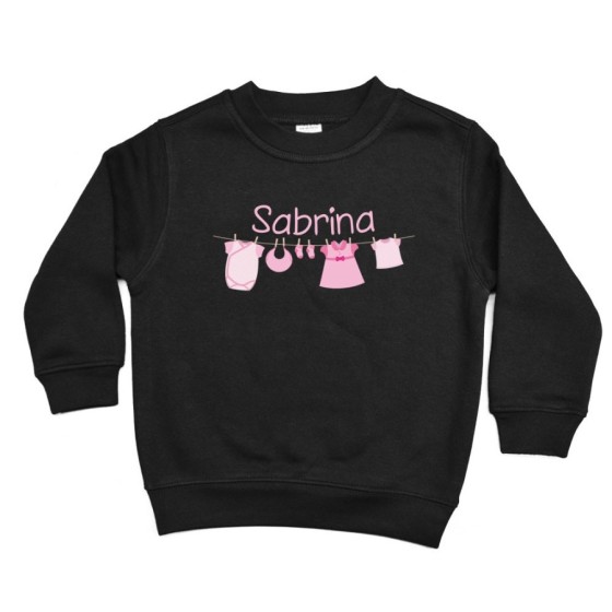Felpa bambino personalizzata con nome vestitini appesi Divertenti
