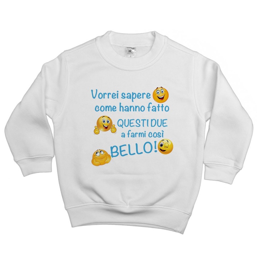 Felpa bambino vorrei sapere come hanno fatto questi due a farmi così bello Divertenti