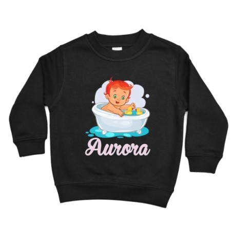 Felpa bambina personalizzata con nome bimba con paperelle