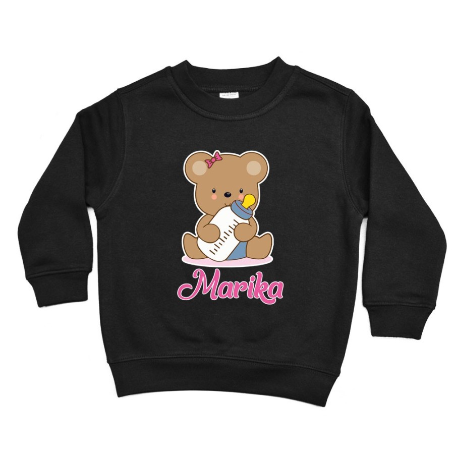 Felpa bambino personalizzata con nome baby bear Divertenti