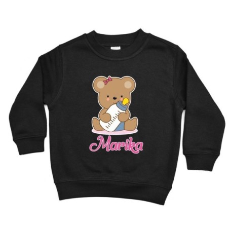 Felpa bambino personalizzata con nome baby bear Divertenti