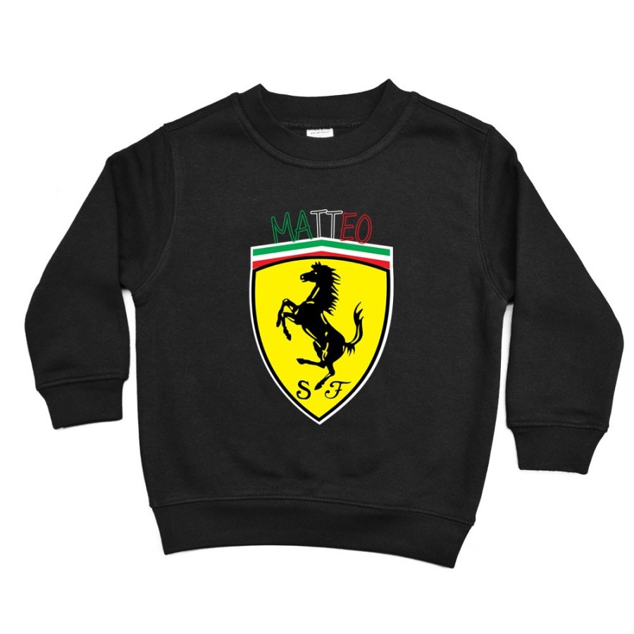 Felpa bambino personalizzata con nome ferrari Divertenti