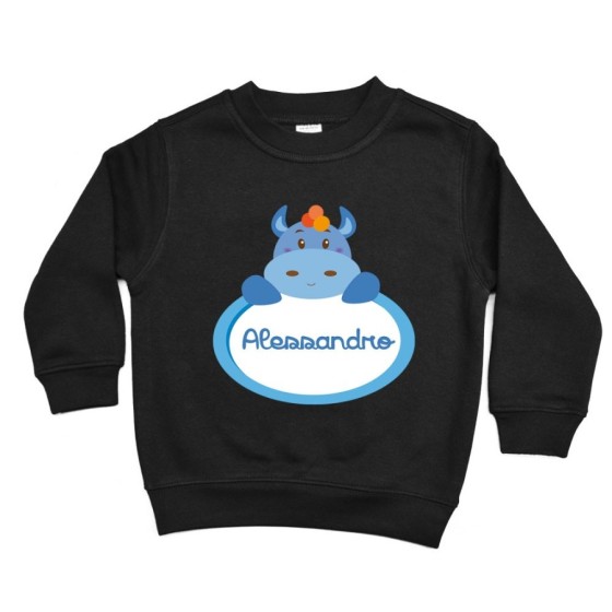 Felpa bambino personalizzata con nome ippopotamo Divertenti