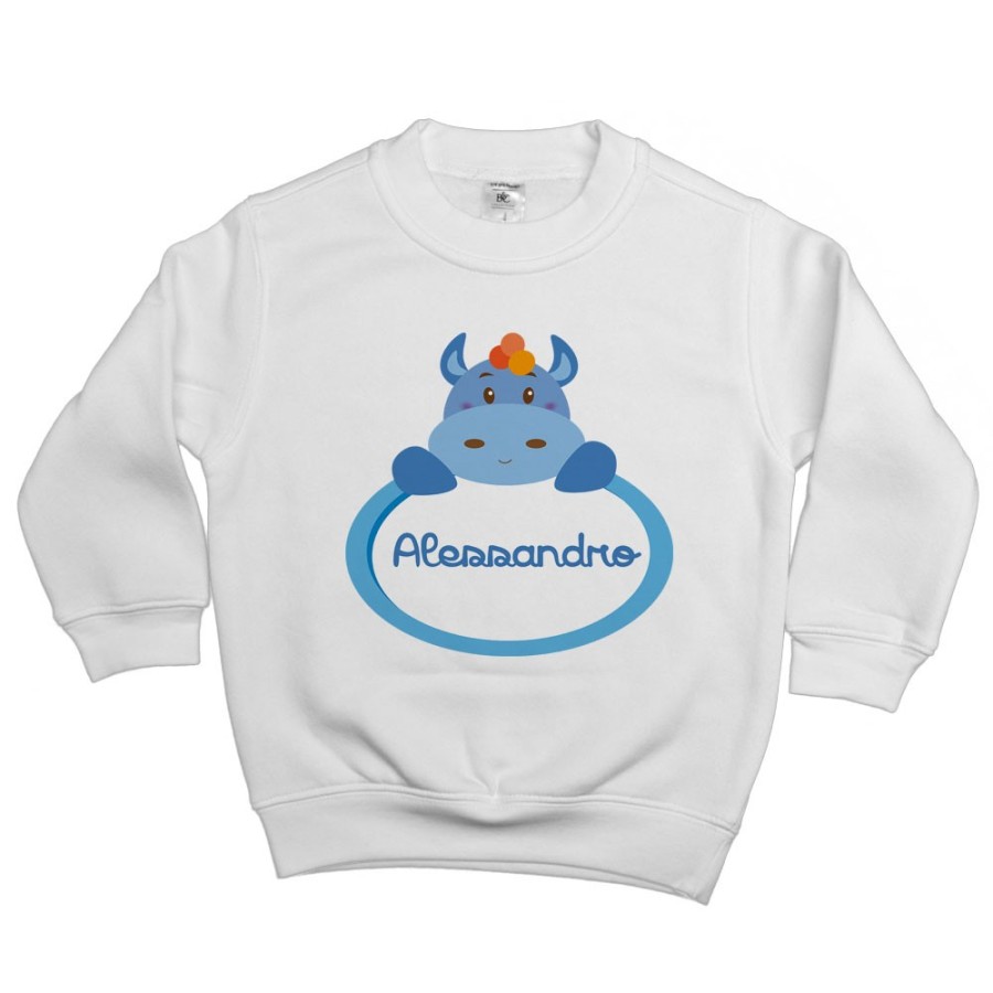 Felpa bambino personalizzata con nome ippopotamo Divertenti