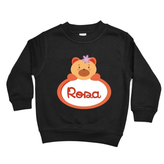 Felpa bambina personalizzata con nome orsetto Divertenti