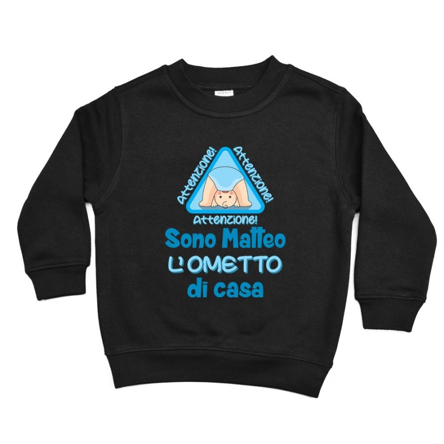 Felpa bambino personalizzata con nome attenzione sono l'ometto di casa Divertenti