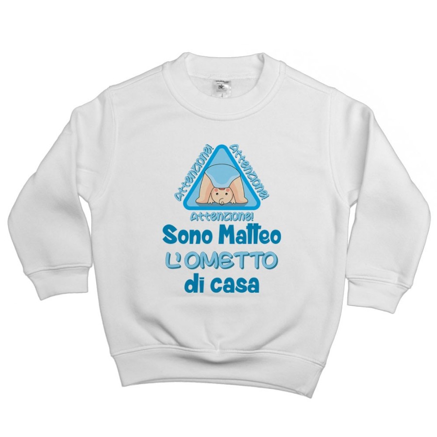 Felpa bambino personalizzata con nome attenzione sono l'ometto di casa Divertenti