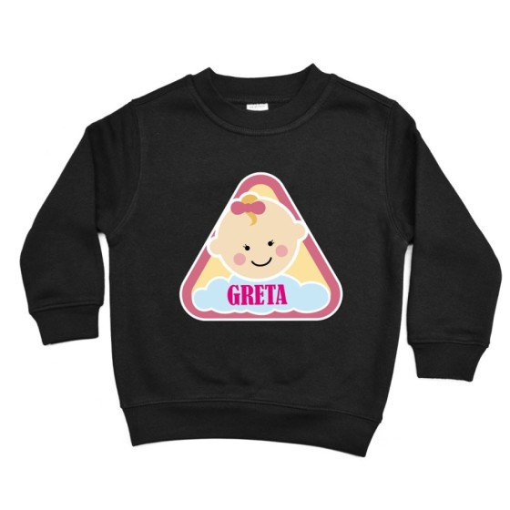 Felpa bambino personalizzata con nome alert baby Divertenti