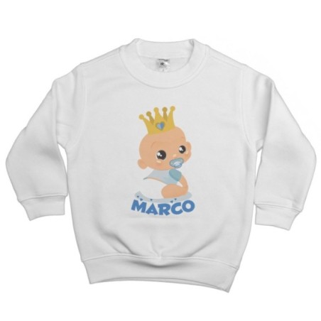 Felpa bambino personalizzata con nome bambino bambina con corona Divertenti