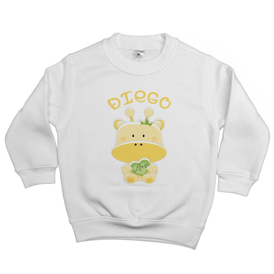 Felpa bambino personalizzata con nome giraffa Divertenti