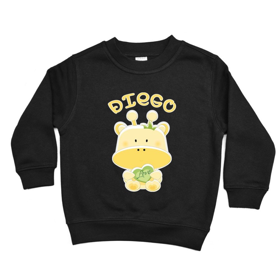 Felpa bambino personalizzata con nome giraffa Divertenti