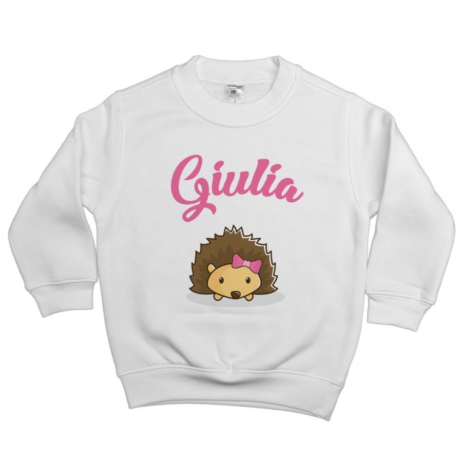 Felpa bambino personalizzata con nome baby riccio Divertenti