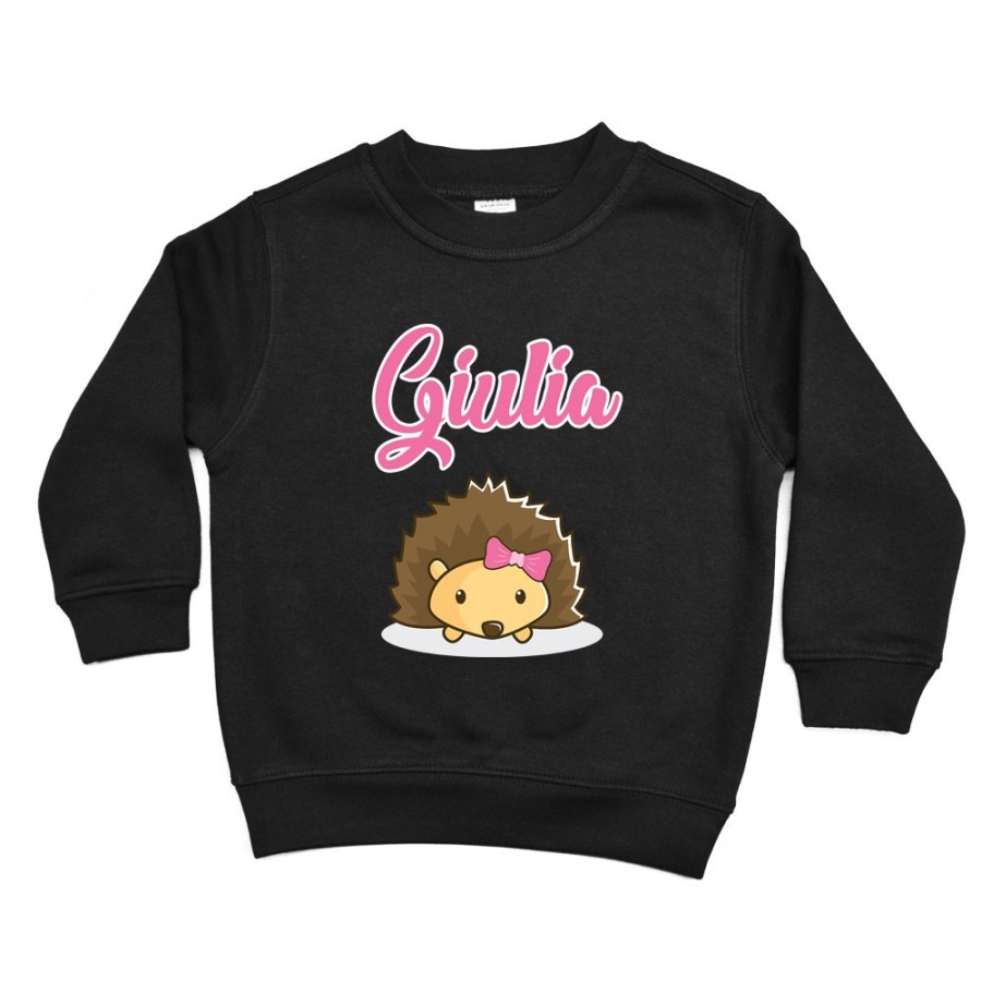 Felpa bambino personalizzata con nome baby riccio Divertenti