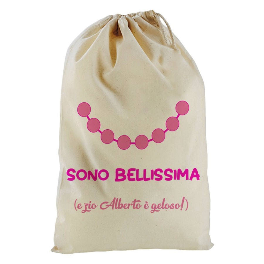 Sacchetto nascita bimba personalizzato  nome sono bellissima e zio è geloso Per gli zii
