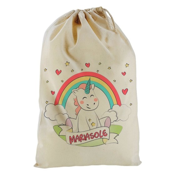 Sacchetto nascita bimbo personalizzato con nome piccolo unicorno Unicorni