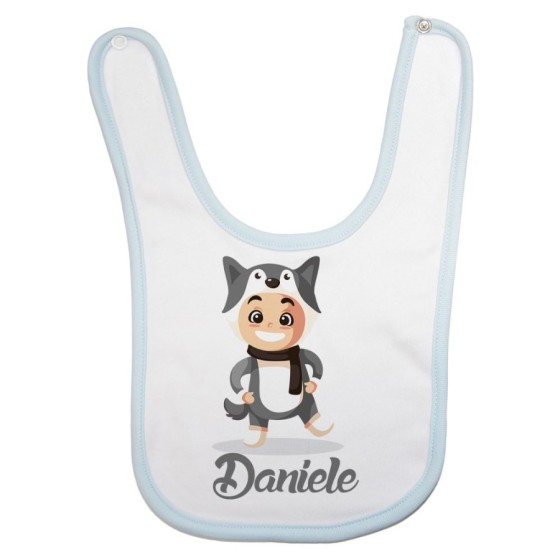 Bavaglino neonato personalizzato con nome baby lupo Natale