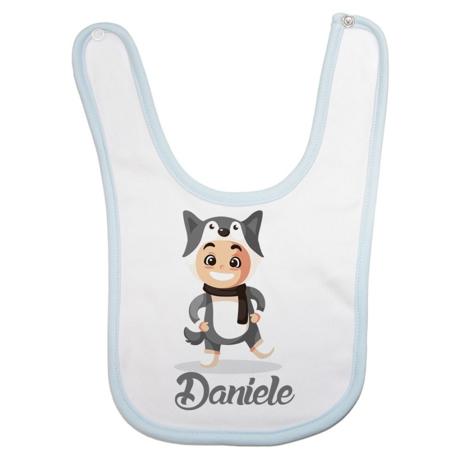 Bavaglino neonato personalizzato con nome baby lupo Natale