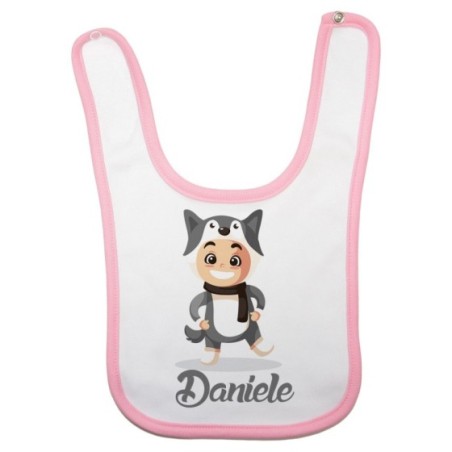 Bavaglino neonato personalizzato con nome baby lupo Natale