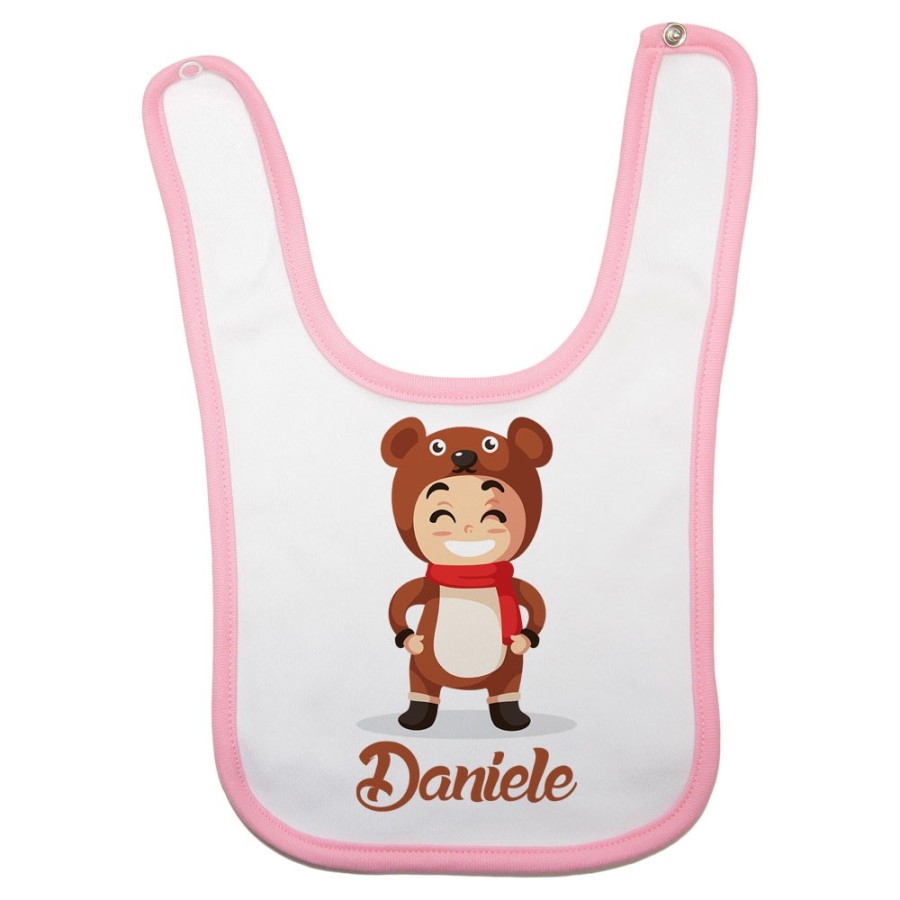Bavaglino neonato personalizzato con nome baby orso Natale