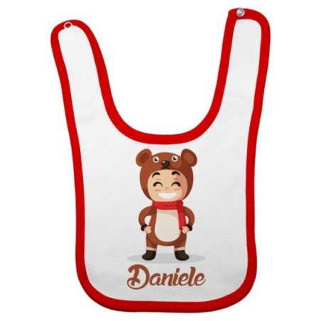 Bavaglino neonato personalizzato con nome baby orso Natale